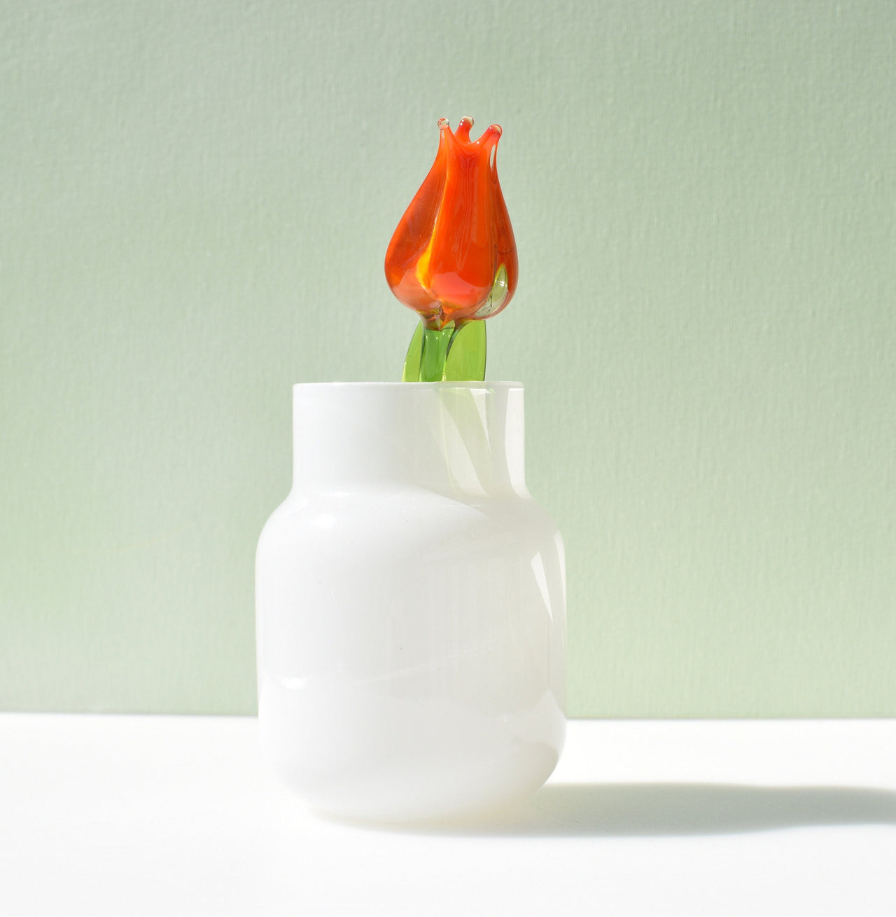 Handmade Orange Glass Tulip: Collectible Flame-Worked Sculpture