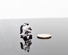 Tiny Glass Dog Figurine: Clear & Purple Miniature
