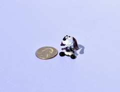 Tiny Glass Dog Figurine: Clear & Purple Miniature
