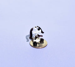 Tiny Glass Dog Figurine: Clear & Purple Miniature