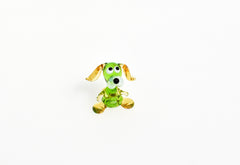 Tiny Green Glass Dog Figurine: Whimsical Lampwork Miniature