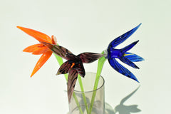 Handmade Glass Bird of Paradise Bouquet: Colorful Floral Sculpture