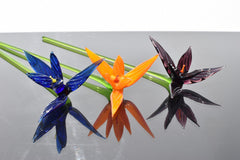 Handmade Glass Bird of Paradise Bouquet: Colorful Floral Sculpture