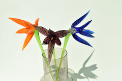 Handmade Glass Bird of Paradise Bouquet: Colorful Floral Sculpture