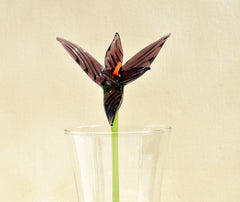 Handmade Purple Glass Bird of Paradise Flower - 10 Inch