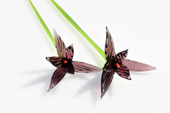 Handmade Purple Glass Bird of Paradise Flower - 10 Inch
