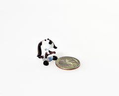 Tiny Glass Dog Figurine: Clear & Purple Miniature