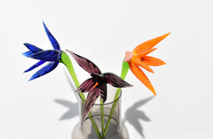 Handmade Glass Bird of Paradise Bouquet: Colorful Floral Sculpture