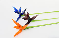 Handmade Glass Bird of Paradise Bouquet: Colorful Floral Sculpture