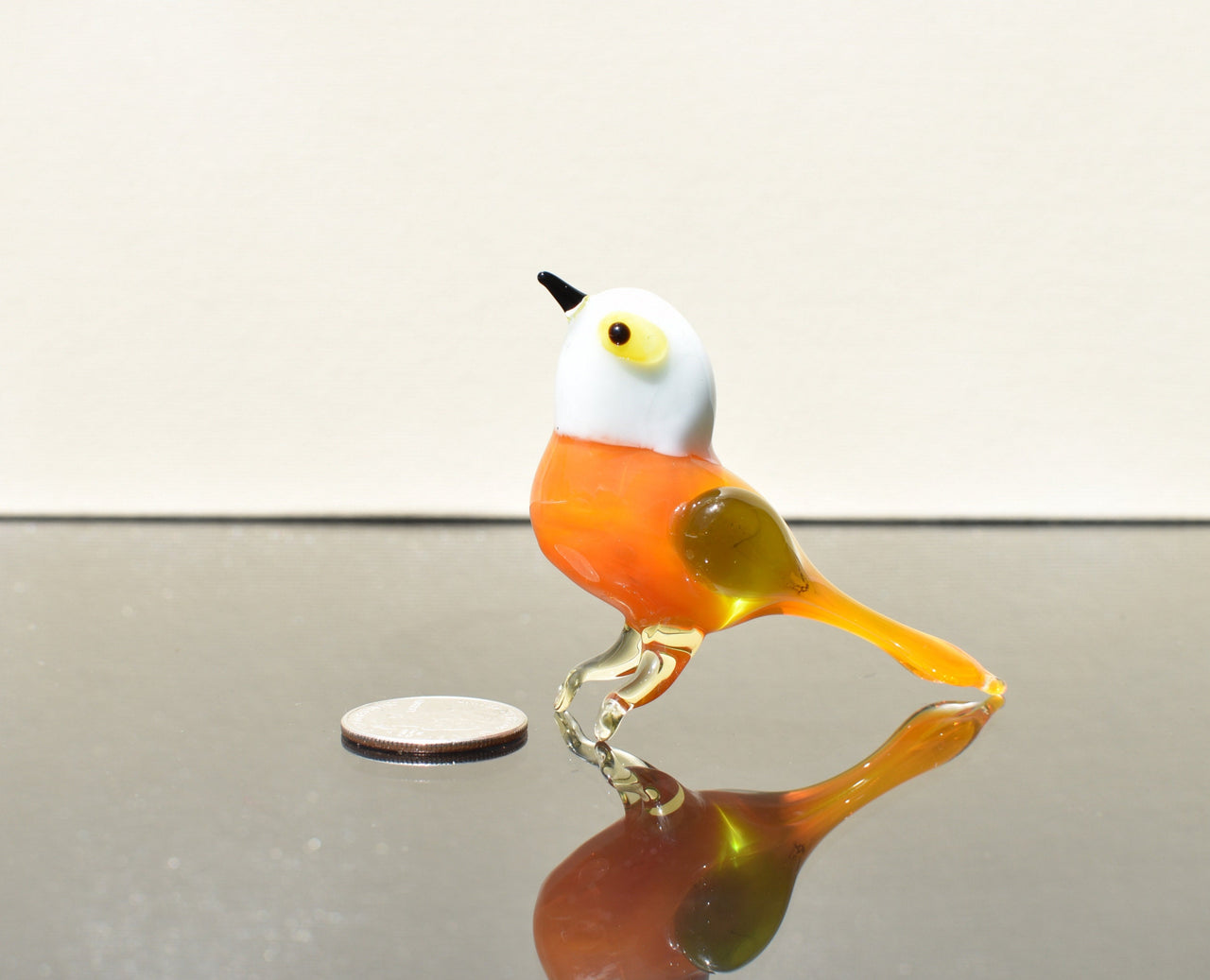 Orange Bird, Glass Bird Figurine, Bird Sculpture, Bird Decor, Bird Lover Gifts, Glass Bird, Bird Figurine, Bird Art, Blown Glass Bird