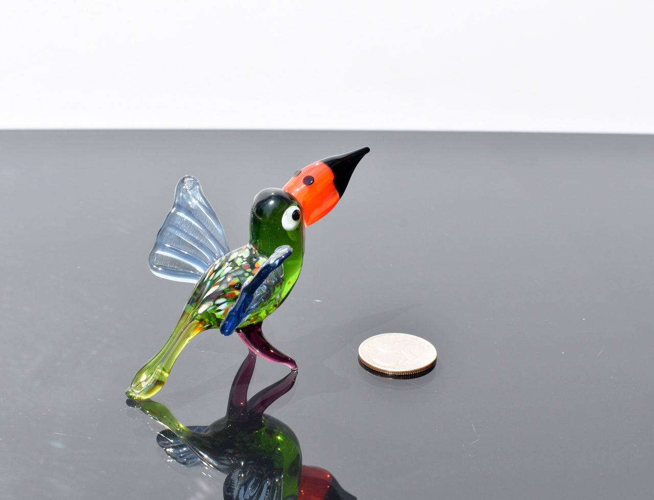 Handmade Glass Toucan Figurine: Whimsical Bird Sculpture, Flame Work Art