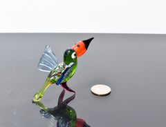 Handmade Glass Toucan Figurine: Whimsical Bird Sculpture, Flame Work Art