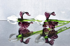 Glass Iris - Glass Flowers Bouquet - Purple Blown Glass Flowers - Handmade Glass Flowers - Christmas Home Decor Gift for Her