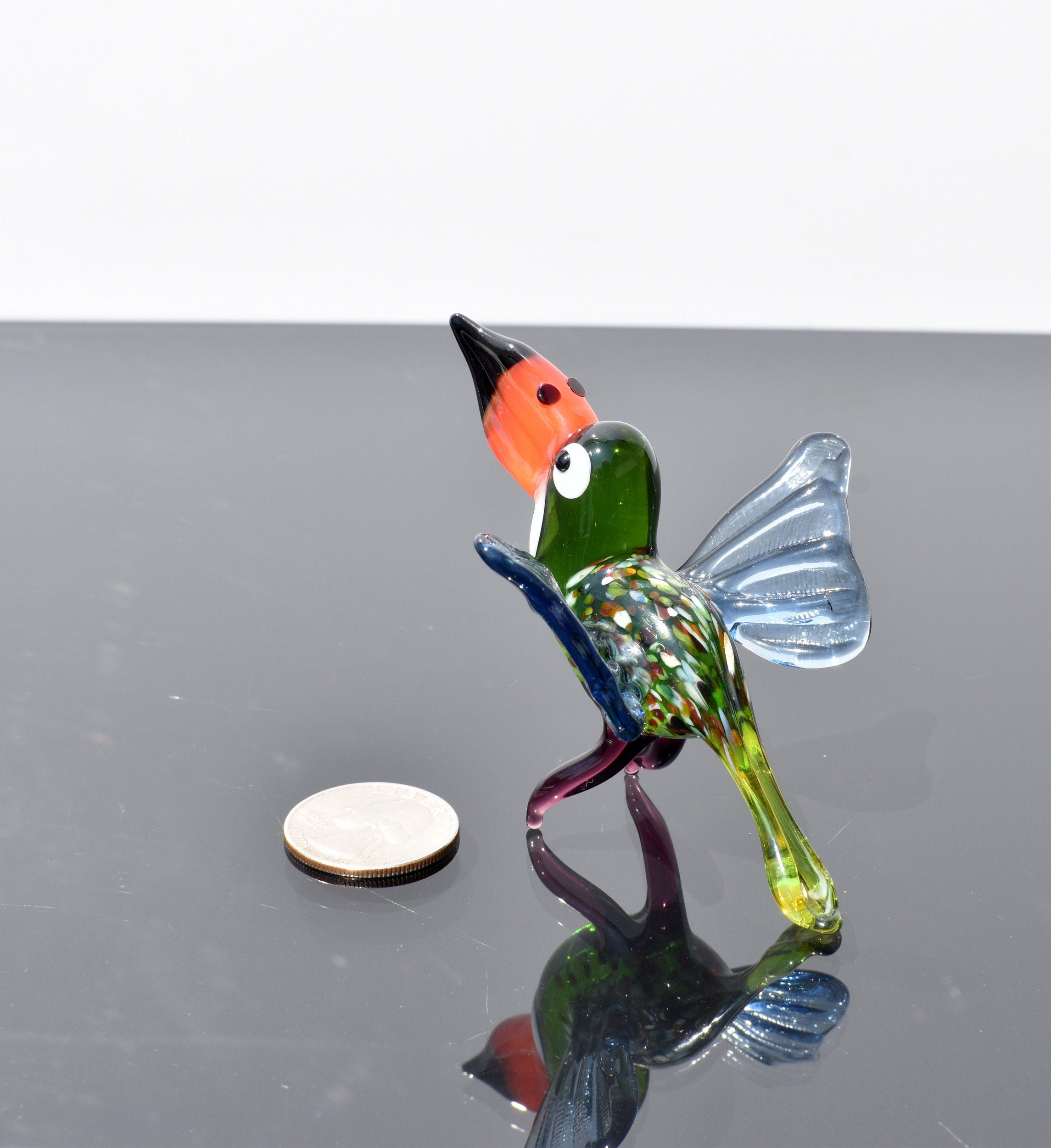 Handmade Glass Toucan Figurine: Whimsical Bird Sculpture, Flame Work Art