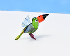 Handmade Glass Toucan Figurine: Whimsical Bird Sculpture, Flame Work Art