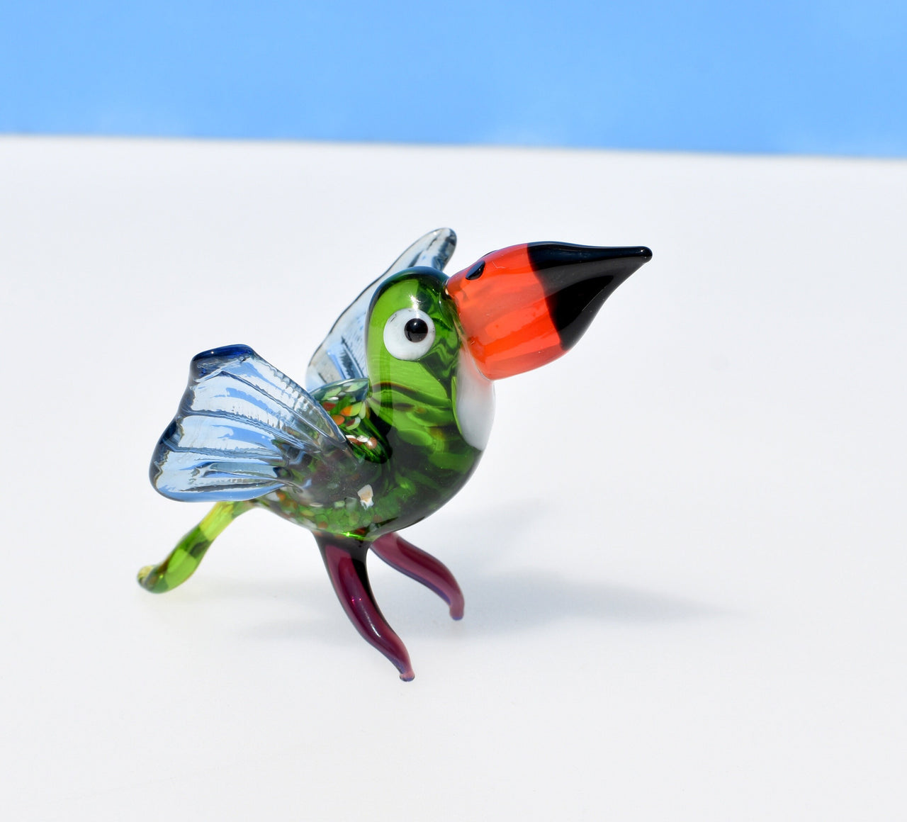 Handmade Glass Toucan Figurine: Whimsical Bird Sculpture, Flame Work Art