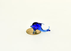 Glass Dolphin, Tiny Glass Animals, Miniature Glass Animals, Mini Glass Animals, Coastal Decor, Dolphin Gift, Lampwork, Blue Ocean Decor