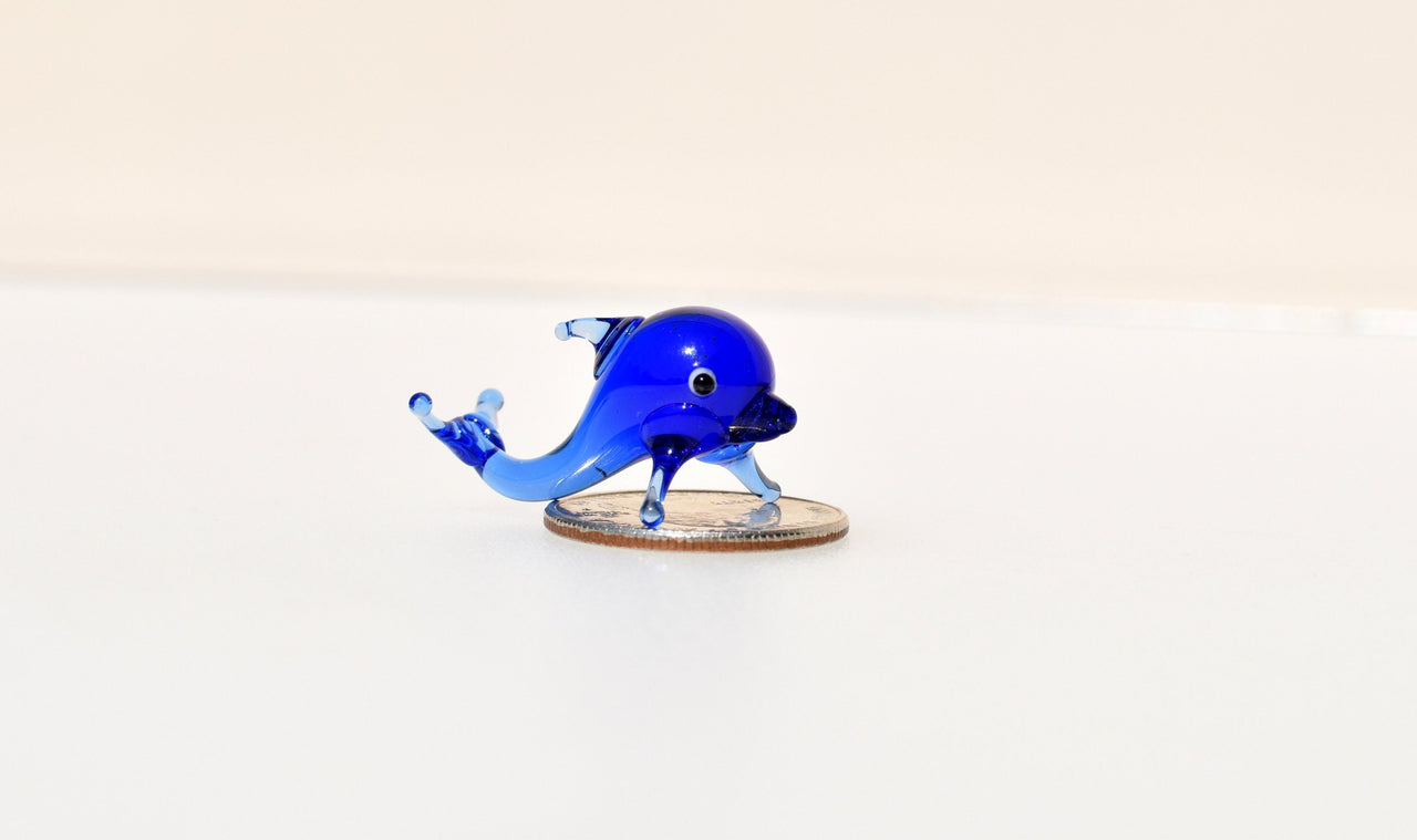 Lampwork Glass Dolphin Miniature: Whimsical Collectible Figurine