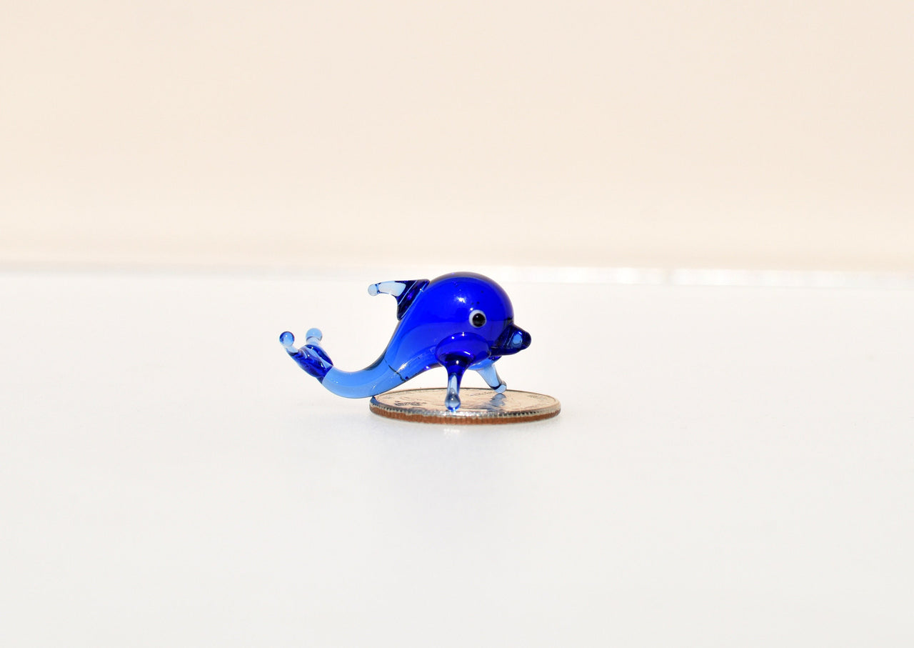 Lampwork Glass Dolphin Miniature: Whimsical Collectible Figurine