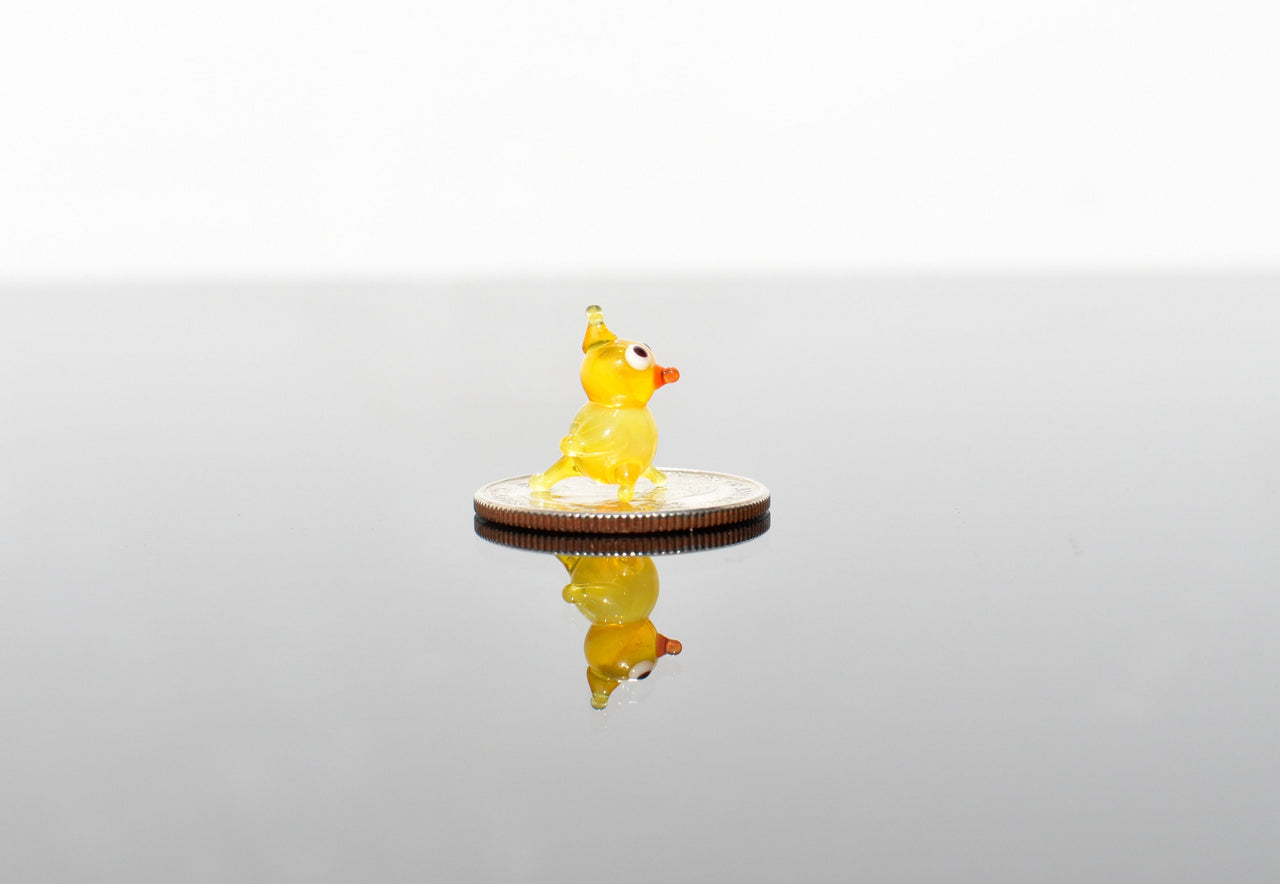 Hand-Blown Glass Chick Figurine – Tiny Yellow Bird Sculpture, Mini Easter or Farm Animal Gift