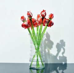 Glass Iris Flowers, Blown Glass Flowers Bouquet - Glass Birth Month Flower - Iris Glass Flowers with Stems - Mothers Day Gifts for Her