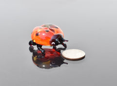 Handmade Glass Ladybug Figurine: Whimsical Art Glass Sculpture