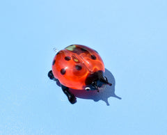 Handmade Glass Ladybug Figurine: Whimsical Art Glass Sculpture