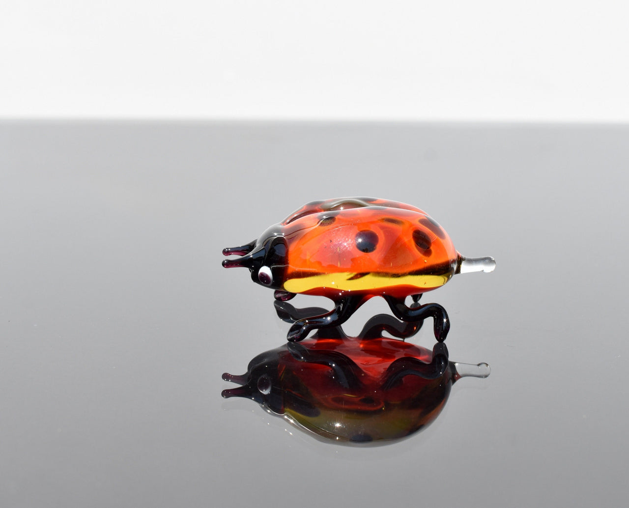 Handmade Glass Ladybug Figurine: Whimsical Art Glass Sculpture