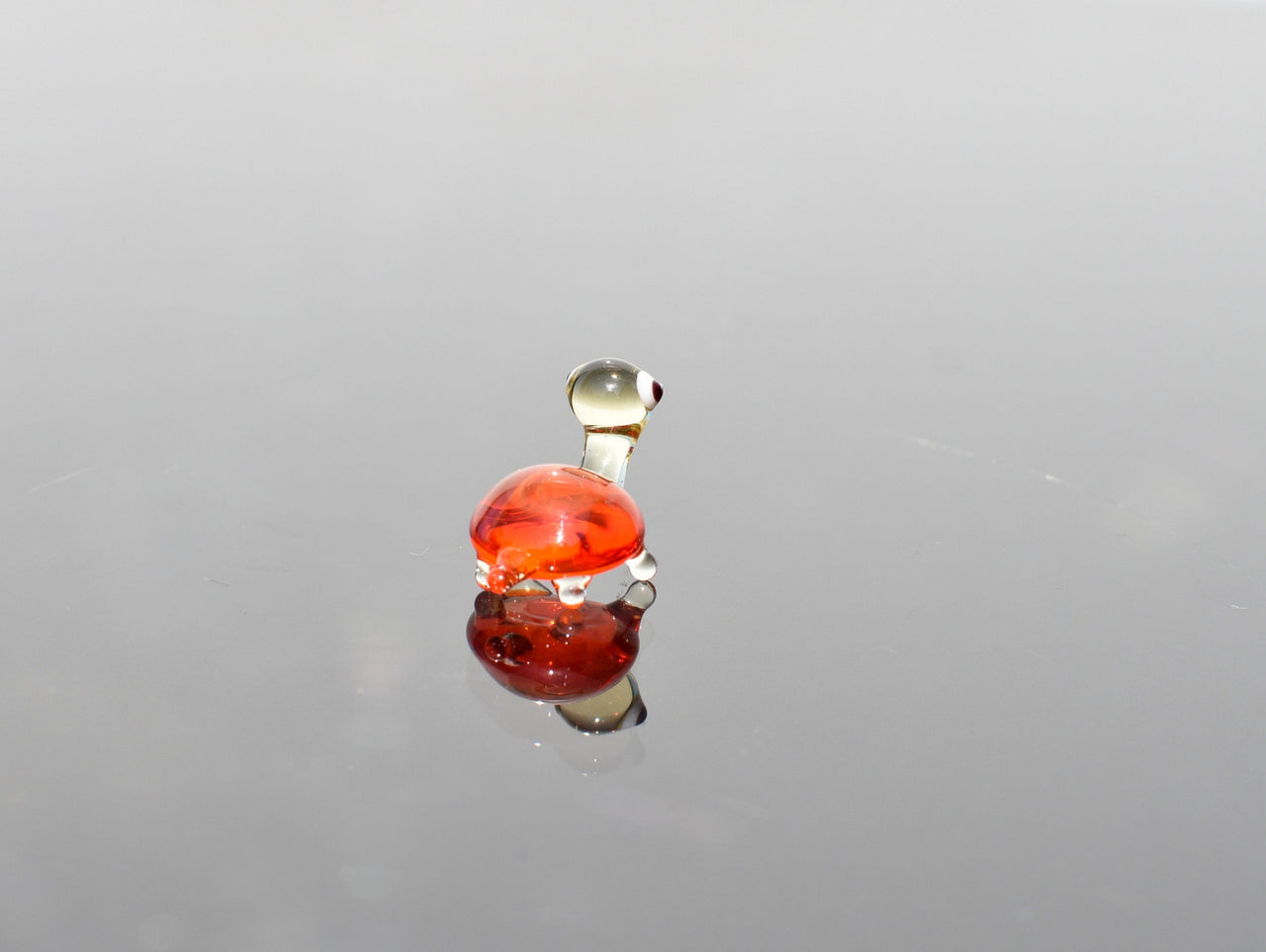 Miniature Orange Glass Turtle: Lampwork Whimsical Figurine