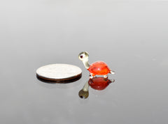 Miniature Orange Glass Turtle: Lampwork Whimsical Figurine