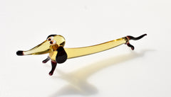 Handmade Glass Dachshund Figurine: Whimsical Art Glass Sculpture