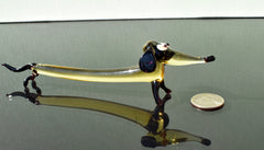 Handmade Glass Dachshund Figurine: Whimsical Art Glass Sculpture