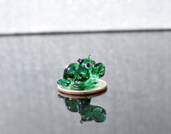 Tiny Green Glass Hippo – Handcrafted Miniature Hippopotamus Figurine