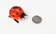 Handmade Glass Ladybug Figurine: Whimsical Art Glass Sculpture