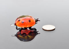 Handmade Glass Ladybug Figurine: Whimsical Art Glass Sculpture