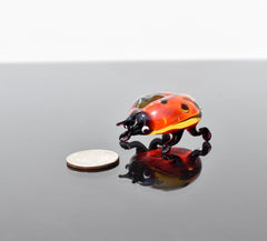Handmade Glass Ladybug Figurine: Whimsical Art Glass Sculpture