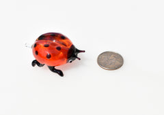 Handmade Glass Ladybug Figurine: Whimsical Art Glass Sculpture