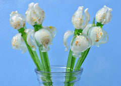 Glass iris - White Glass Flower Bouquet - Blown Glass Flowers - Glass Flowers - Christmas Gift for Her Decor