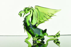 Dragon Statue, Fantasy Decor, Green Glass Dragon, Glass Sculpture, Dragon Gifts, Dragon Decor, Fantasy Art, Blown Glass Animals, 5 Inch