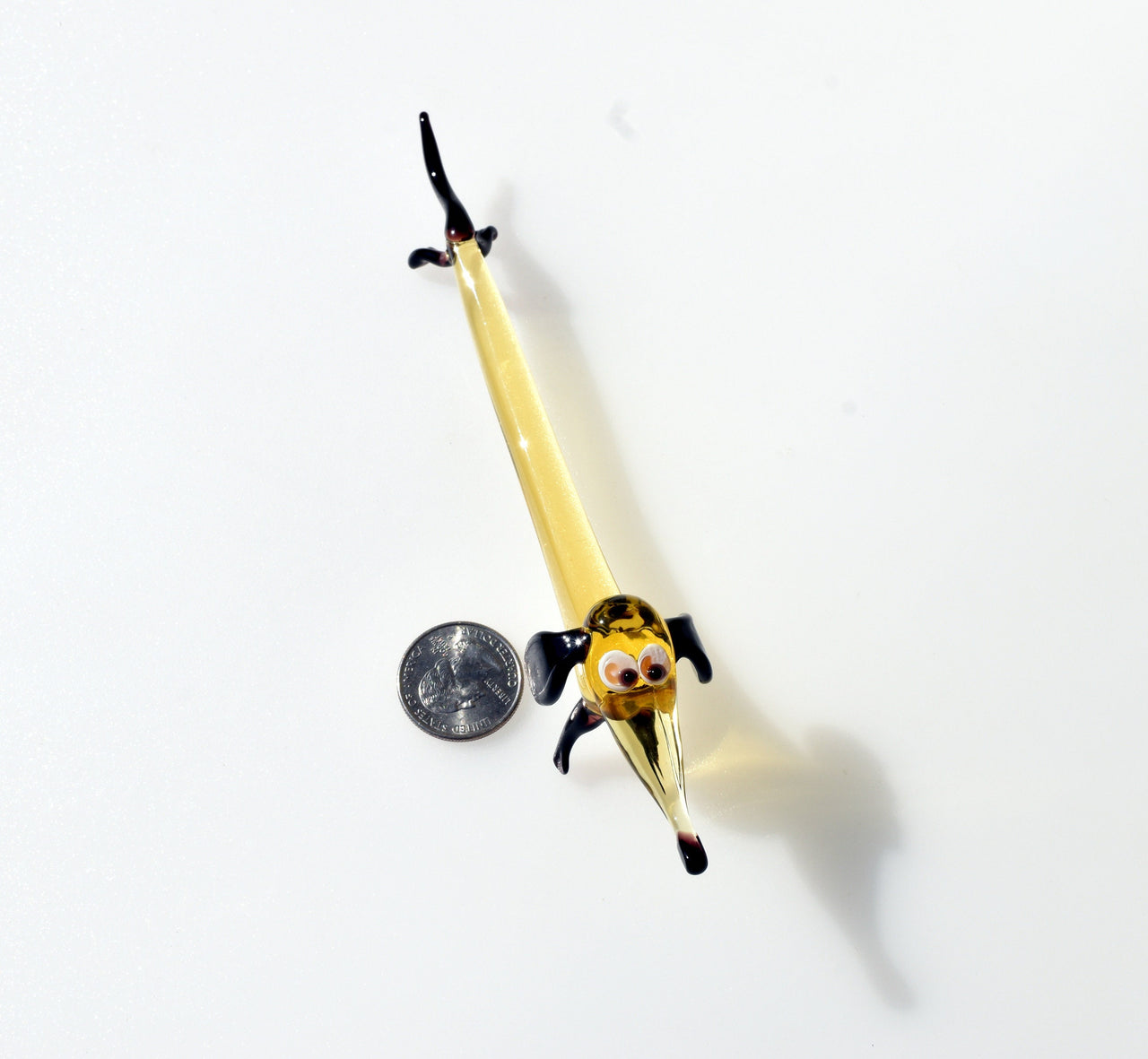 Handmade Glass Dachshund Figurine: Whimsical Art Glass Sculpture