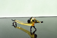 Handmade Glass Dachshund Figurine: Whimsical Art Glass Sculpture