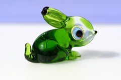 Cute  Green Glass Bunny. Detailed figurine with a lot of personality. Excellent addition to your glass menagerie collection.