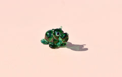 Tiny Green Glass Hippo – Handcrafted Miniature Hippopotamus Figurine