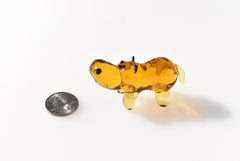 Amber Glass Hippo Figurine – Handcrafted Animal Sculpture, Unique Collectible Gift