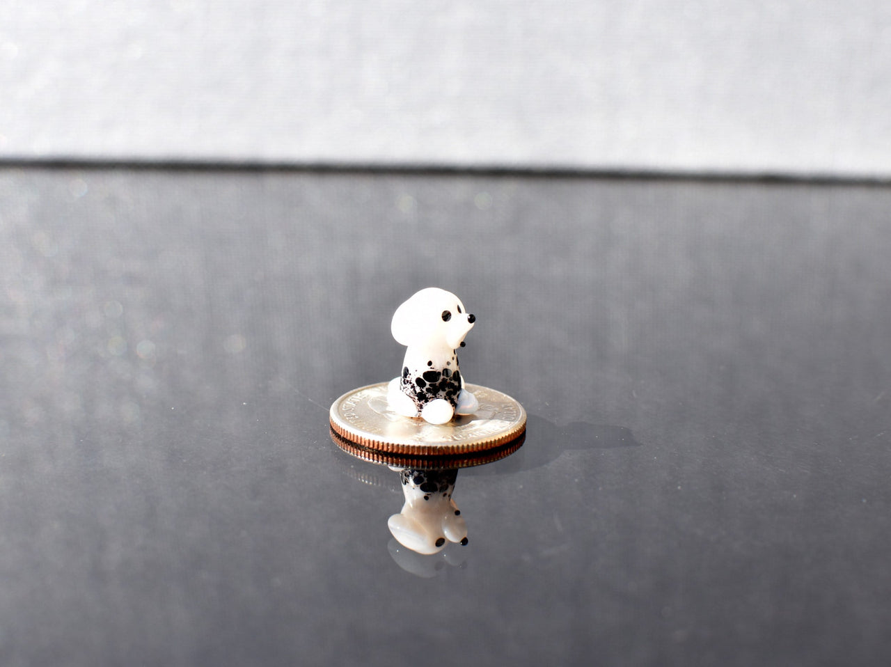 101 Days of School Dalmation Glass Dog Figurine, Tiny Glass Animals, Miniature Glass Animals, Spotted Dog, Glass Dog Art Puppy