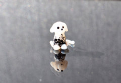 Lampworked Glass Dalmatian Puppy Figurine: Tiny Whimsical Dog