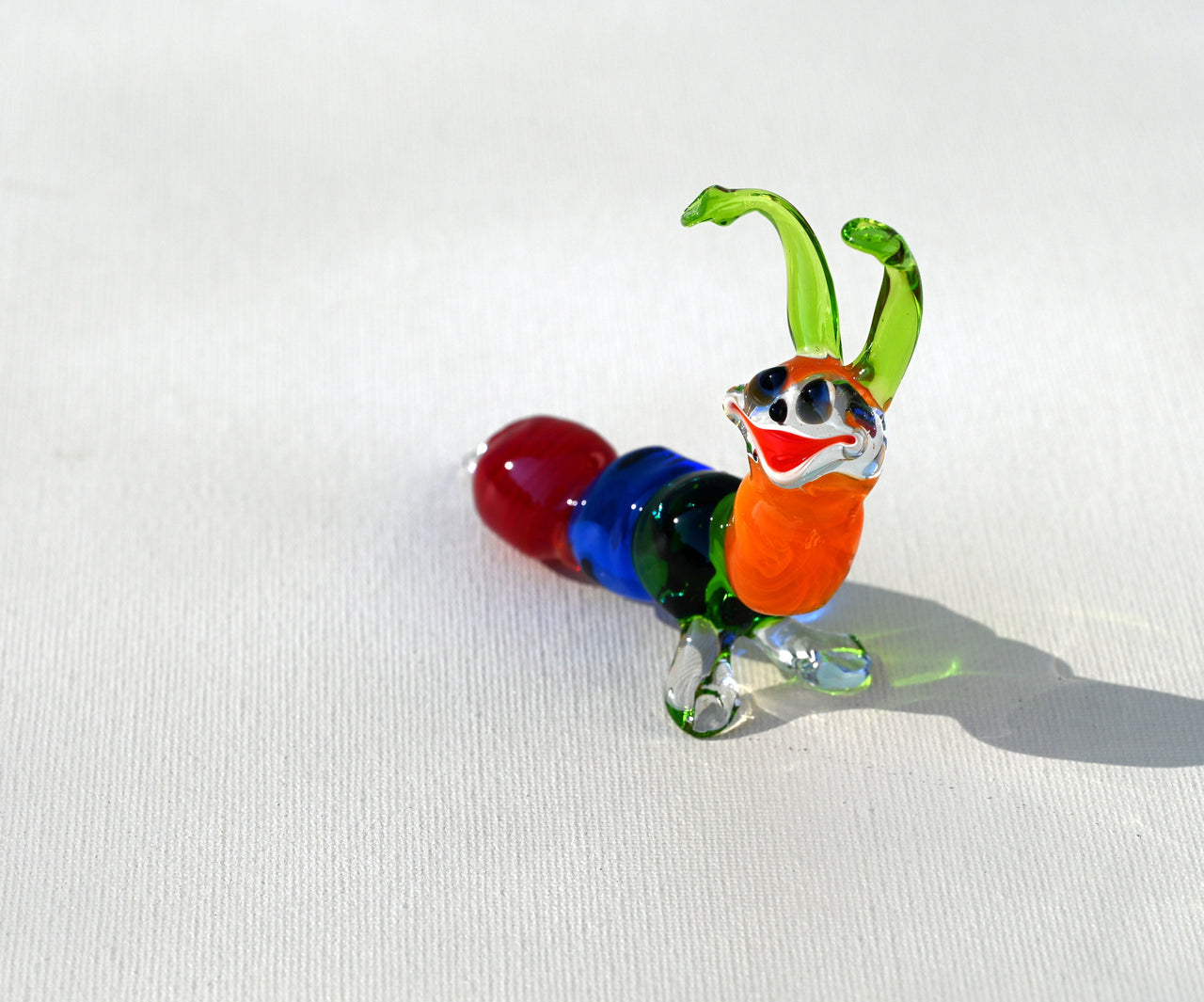 Lampwork Glass Caterpillar: Multicolored Whimsical Sculpture