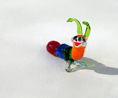 Lampwork Glass Caterpillar: Multicolored Whimsical Sculpture