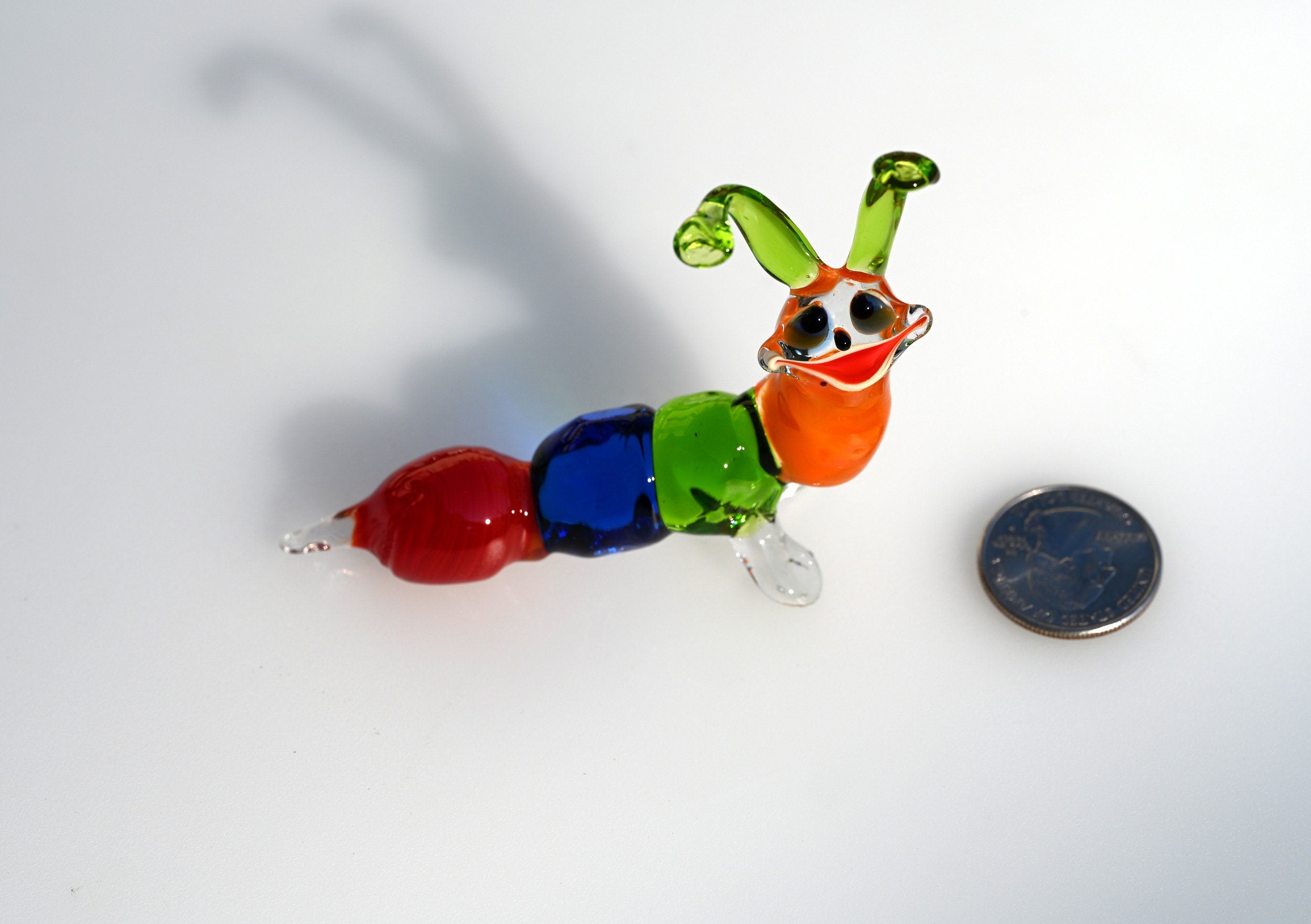 Lampwork Glass Caterpillar: Multicolored Whimsical Sculpture