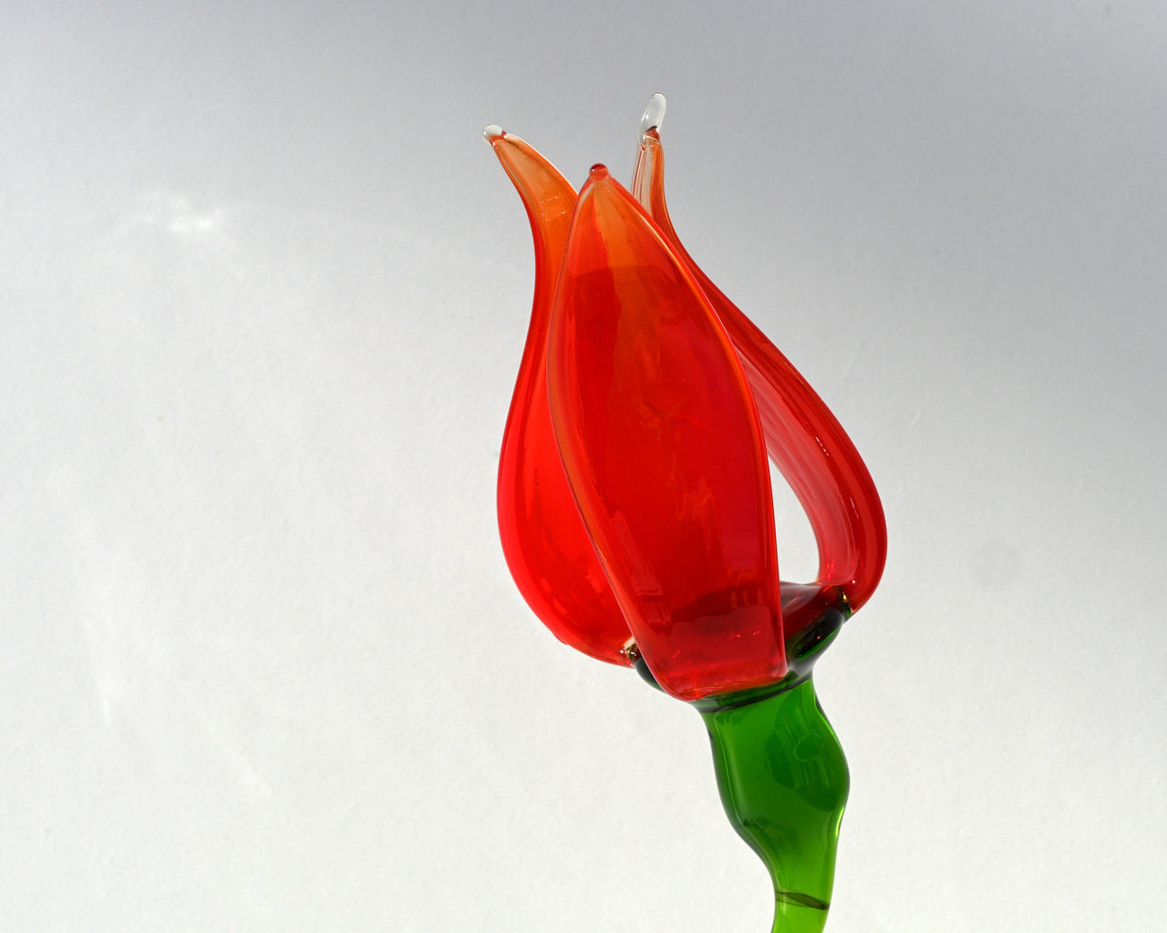 Handmade Red Glass Tulip Flower Sculpture: Collectible Flamework Art